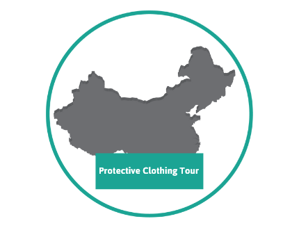 Map of China with Protective Clothing Tour written over it