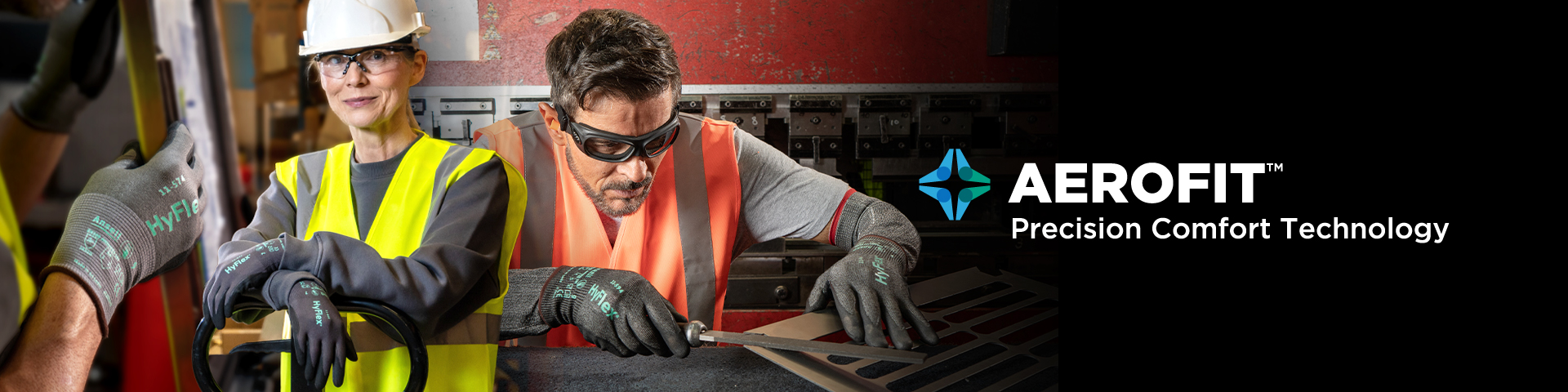 Image of workers handling precision tasks while wearing Ansell's foam nitrile gloves - a range of second skin work gloves