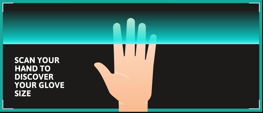 Hand in a scanner - Scan your hand to discover your glove size