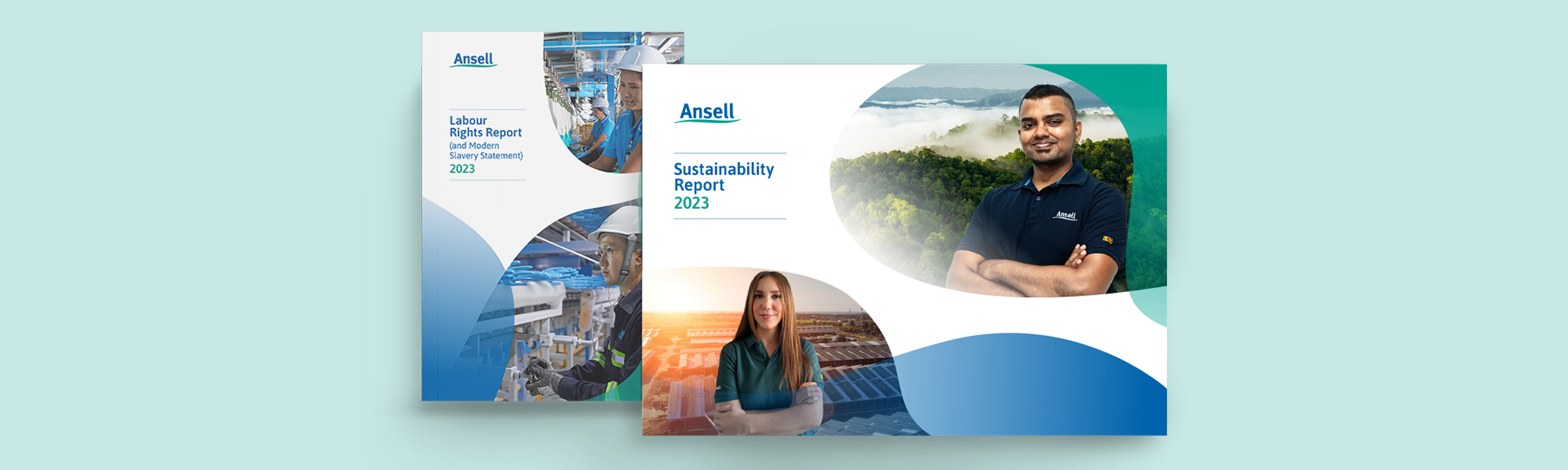 Pages of Ansell Sustainability Report 2023, Labour Right Report 2023 and Modern Slavery Statement 2023