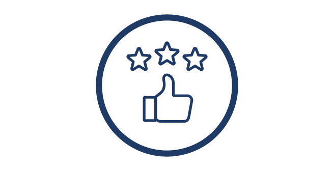 Icon representing increased satisfaction as a key benefit of the Apex™ Program, based on user feedback and success rates