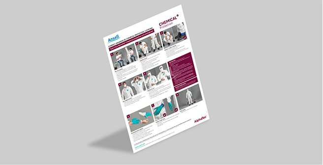 A step-by-step guide on how to properly don Type 5/6 chemical protective clothing, including gloves, ensuring full protection.