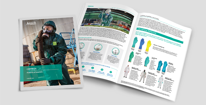 Image of cut protection & chemical resistance brochure with a range of solutions and their features and benefits
