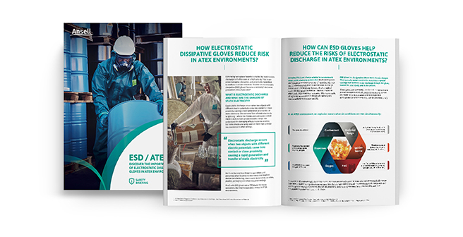 Mockup of Ansell's Safety Briefing ESD / ATEX guide