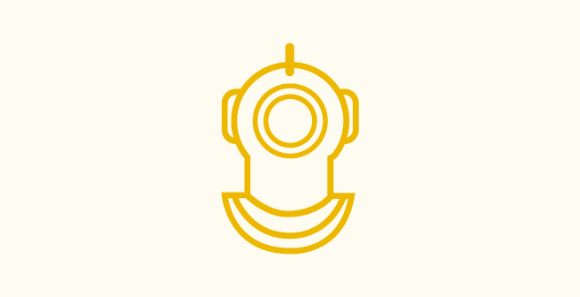 Grahic icon of a diving helmet that is made to withstand hazardous waters