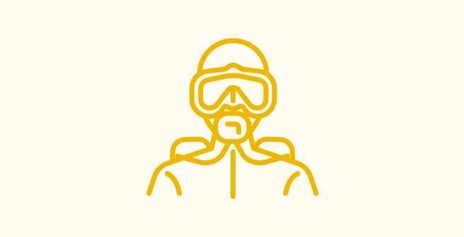 Grahic icon of a military diver with full diving suit on