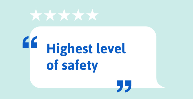 Image of headline citing the key message of customer review saying the products give the "highest level of safety"