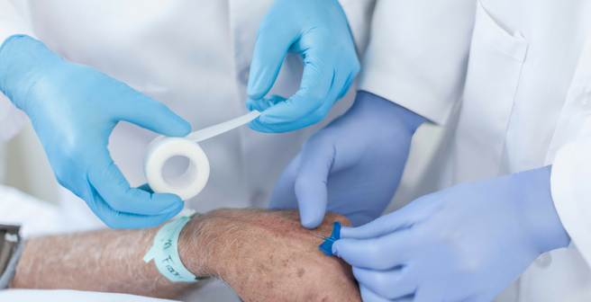 Hospital Application Blue Gloves - Inserting IV