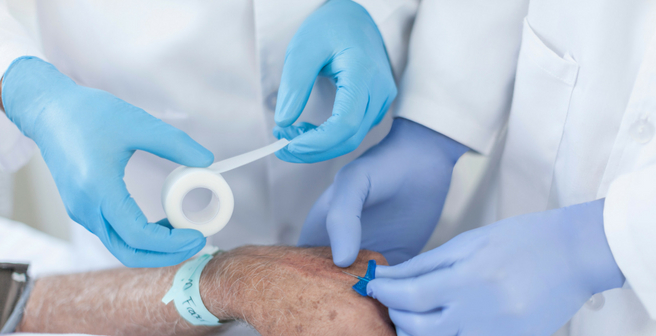 Hospital Application Blue Gloves - Inserting IV