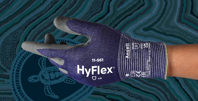 Ansell HyFlex 11-561 lightweight glove with advanced HPPE yarn for enhanced cut protection.