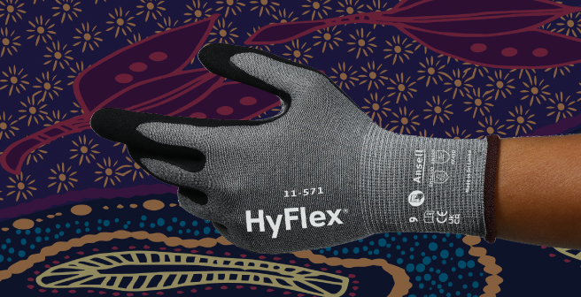Ansell HyFlex 11-571 safety glove designed for high-risk handling with maximum dexterity and fatigue reduction.