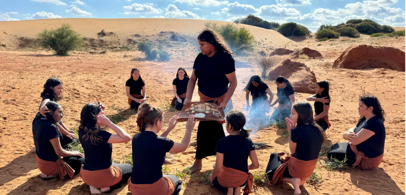 Aboriginal girls participating in a cultural learning session as part of the Stars Foundation program.