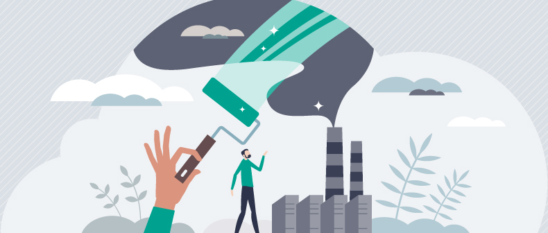 Vector image shown indicates the dangers of greenwashing or social washing brands or products