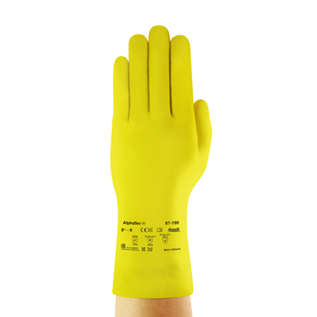 Ansell AlphaTec 87-190 Gelb Latex Haushalt Gummi Handschuhe 290mm Lang 