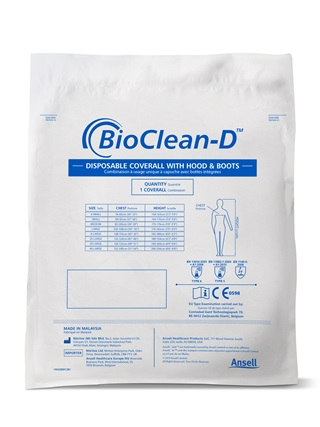 BioClean-D™ haalari hupulla ja integroidut saappaat BDFC