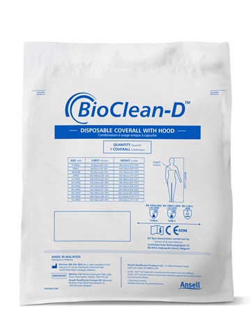 Tuta integrale BioClean-D sterile con cappuccio S-BDCHT