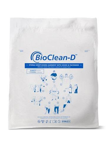 Traje de retirada rápida estéril BioClean-D com capuz S-BDSH