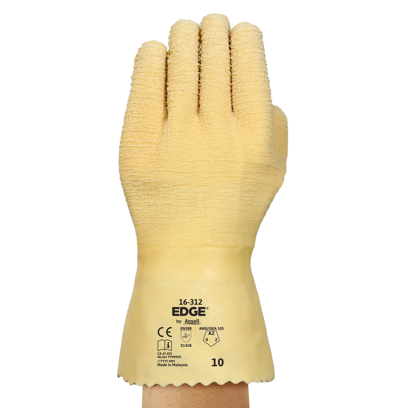 Edge® 16-312 Heavy-duty natural rubber latex protective gloves offering superior durability and grip