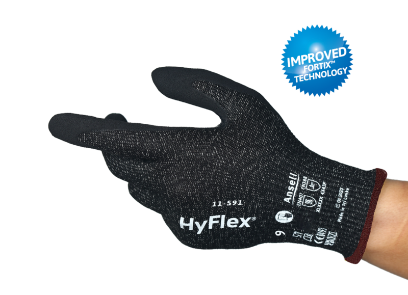 HyFlex® 11-591 Our lightest EN ISO CUT F & ANSI/ISEA 105-2024 CUT A9 glove* offering 12 times greater cut resistance**