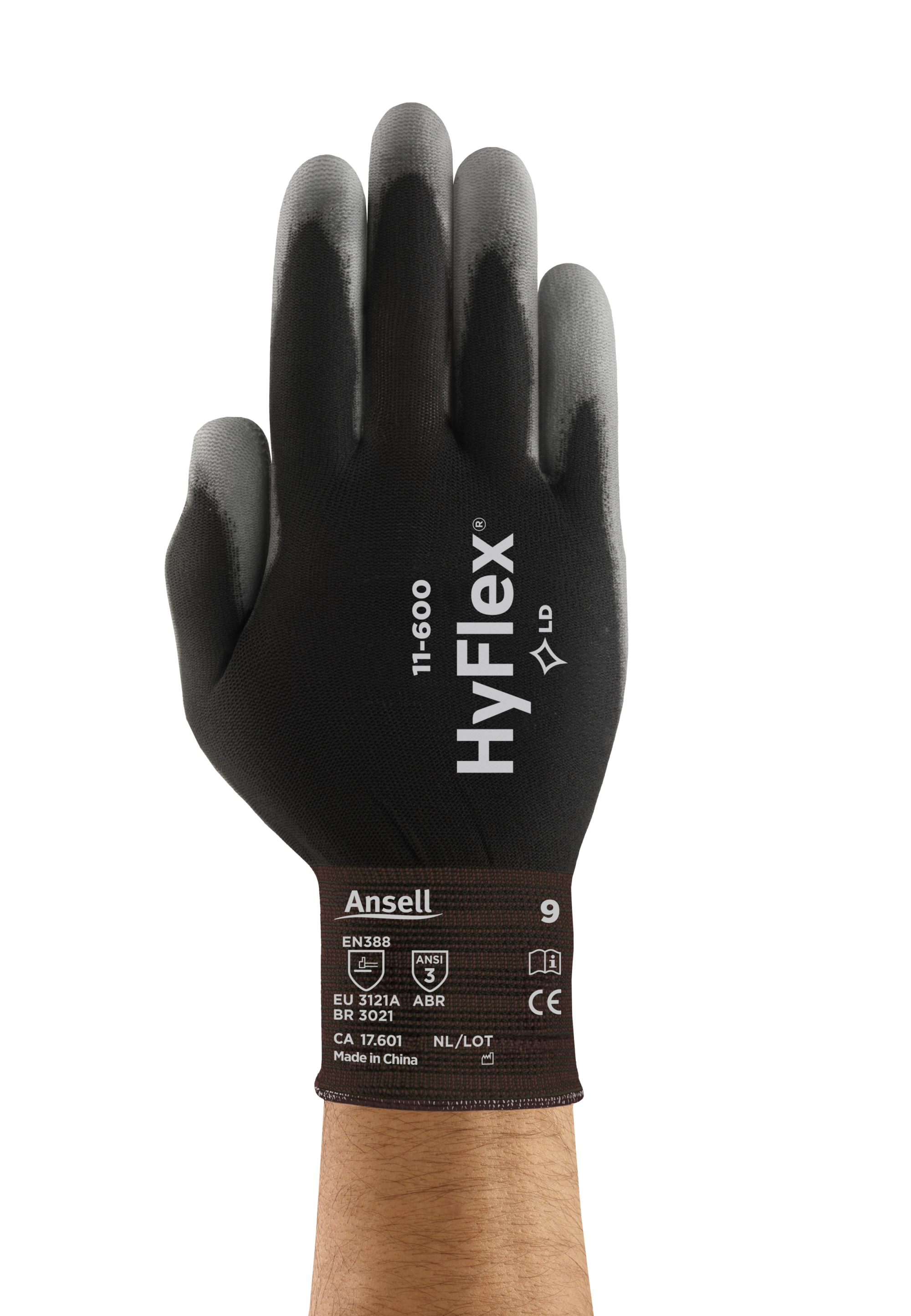 HyFlex® 11-600 Light and sensitive white-colored industrial gloves, offering personal protection for delicate handling