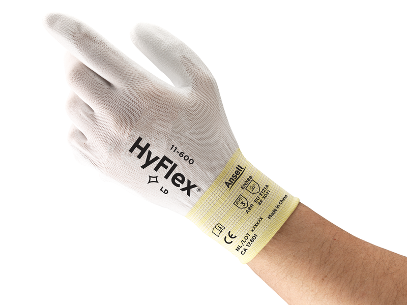 HYFLEX® Light and Sensitive White-Colored Industrial Gloves, 7