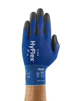 Ansell HyFlex 11-618 Gants de Travail en Nylon Bleu Noir Taille 9 Extra-fins Gant de Protection Mécanique à Usages Multiples 
