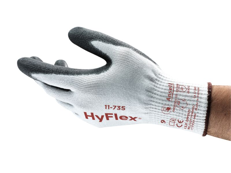 HyFlex® 11-735 Durable EN ISO C/ANSI A4 cut-resistant gloves, offering extended glove life