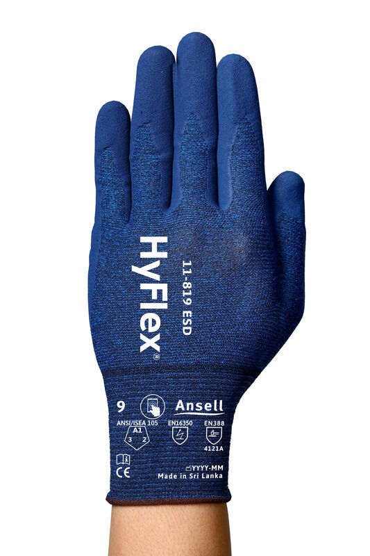 HyFlex® 11-819 ESD Durable, touchscreen-compatible gloves that guard against electrostatic discharge