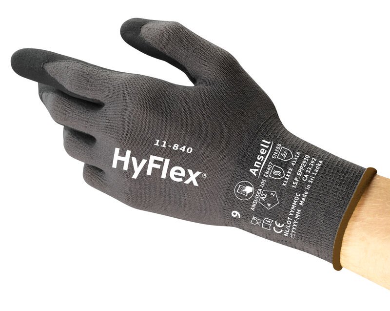 HYFLEX® 11-840 Durable industrial gloves, offering 2x more grip and up to 20% greater abrasion protection