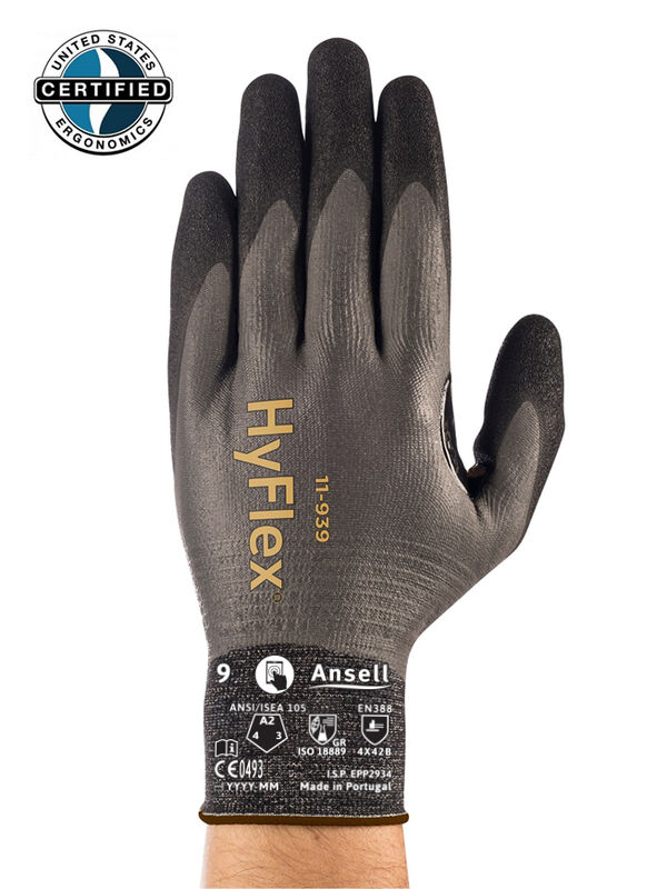 HyFlex® 11-939 Ultralight, fully coated cut-resistant and oil-repellent work gloves