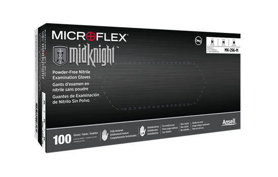 Case of 1,000 Microflex MidKnight MK-296 Nitrile Gloves Disposable Black Size XXLarge Textured
