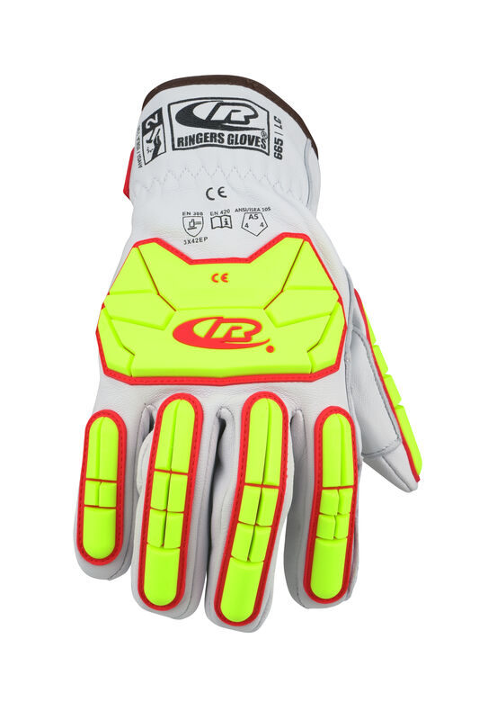 RINGERS® R665 Premium leather work gloves with TPR impact protection, delivering advanced hand safety