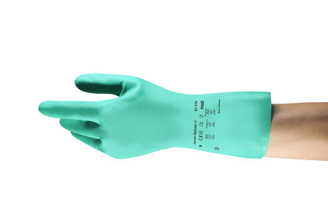12 Pair ANSELL 37-175  Chemical Resistant Gloves 15 mil,Nitrile 